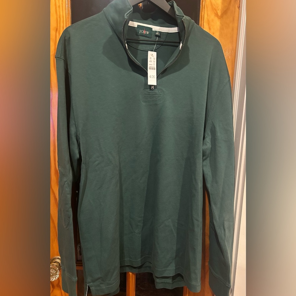 J. Crew Men's Green Half Zip-up Sweater